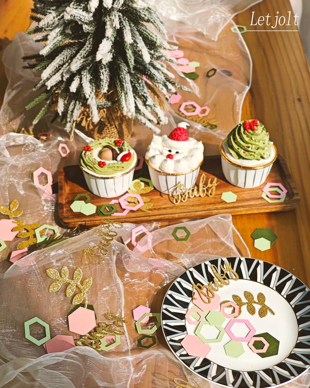 Confeti rosa y verde para baby shower, decoración con purpurina dorada, confeti de cumpleaños para bebé, revelación de género, fiesta, decoración de mesa, 150 unidades