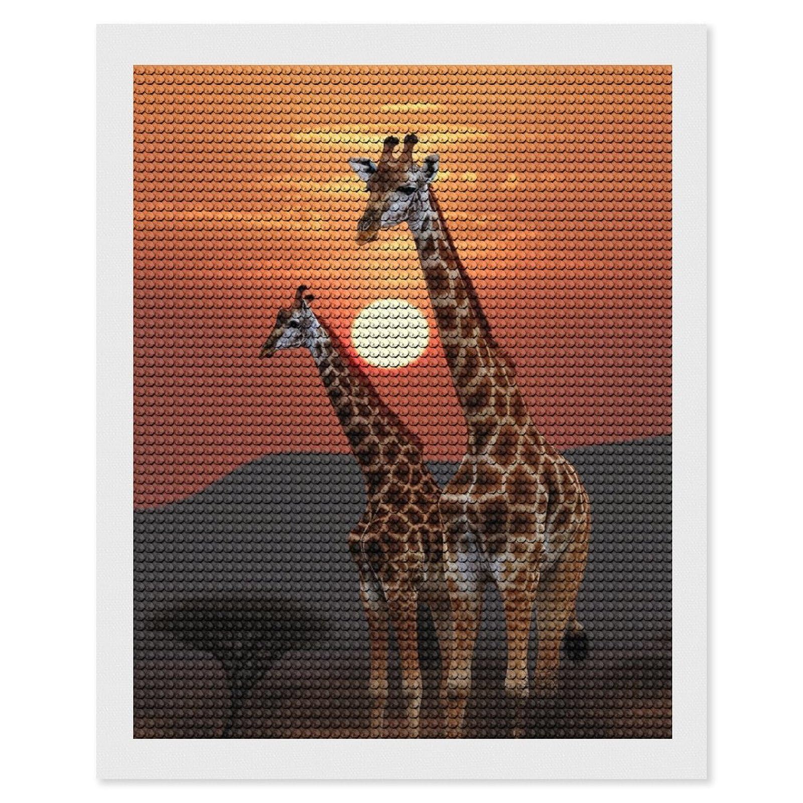 Giraffe at Sunset Diamond Art Kits for Adults, DIY 5D Diamonds Painting Kits for Beginner, Round Full Drill Diamond Dots Painting, Diamonds Pictures Gem Art and Crafts Wall Decor 16"x20"