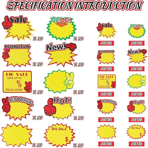 Miniatura 8 de Cartel Starburst para tienda minorista pequeño 500 piezas amarillo