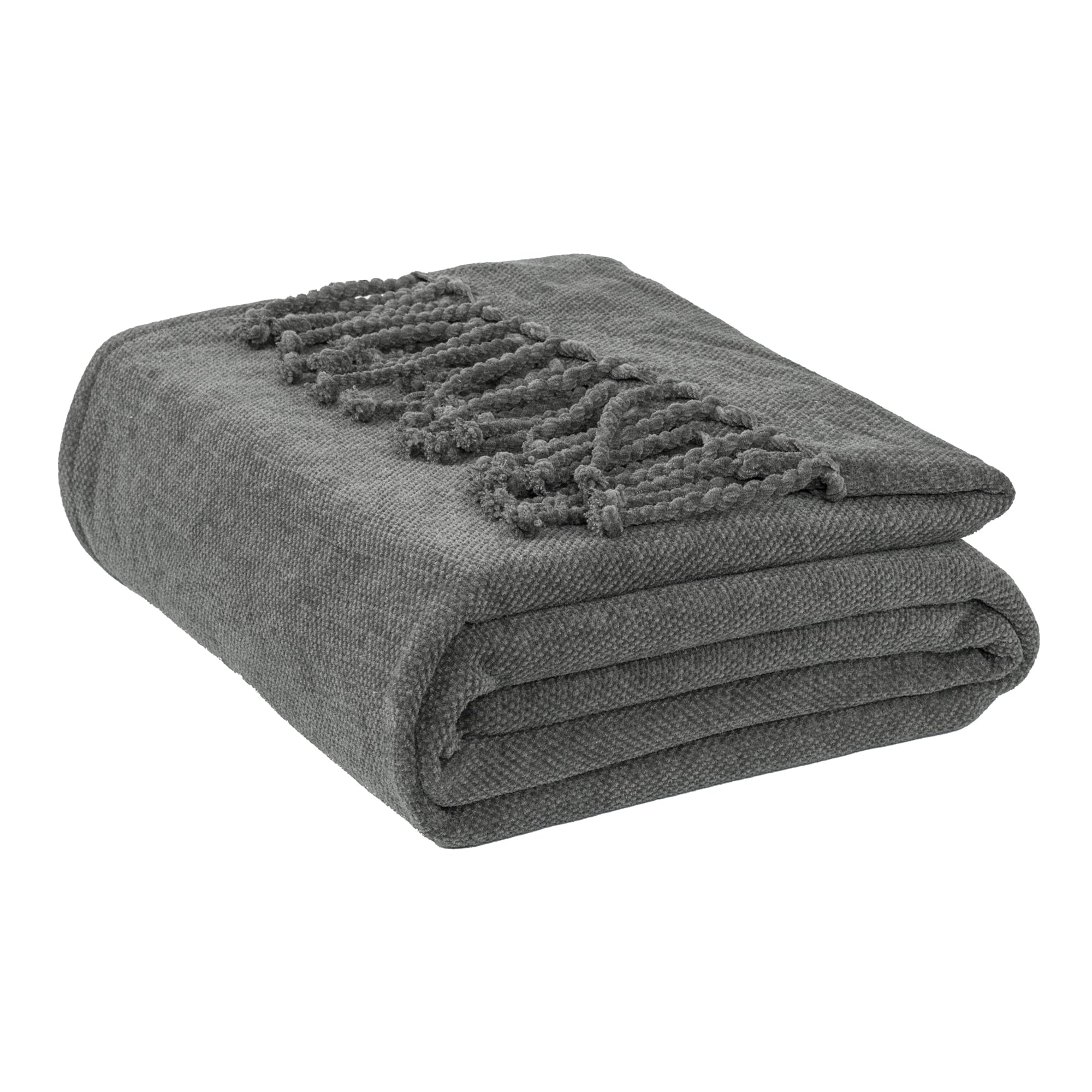 EHC Chenille Throw Blanket, Machine Washable Throws for Sofas Bed Sofa Settee Couch Reversible Bed Cover Over Bedspread, Single, 50" x 60", Dark Grey