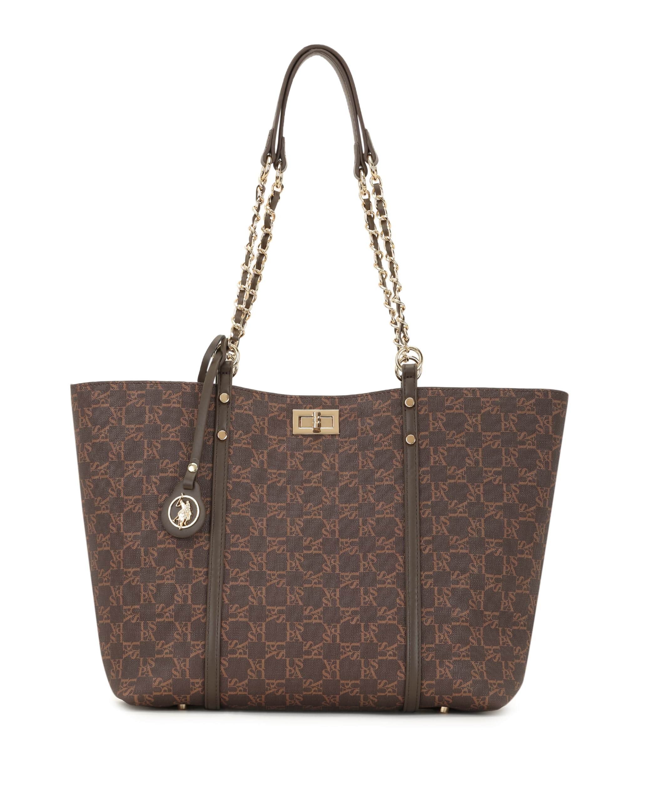 U.S. POLO ASSN. Kylie Monogram Tote Bag | Stylish Tote with Twist Lock |Formal Office Use Handbag for Women | Fits 15" Inch Laptop-picture-47