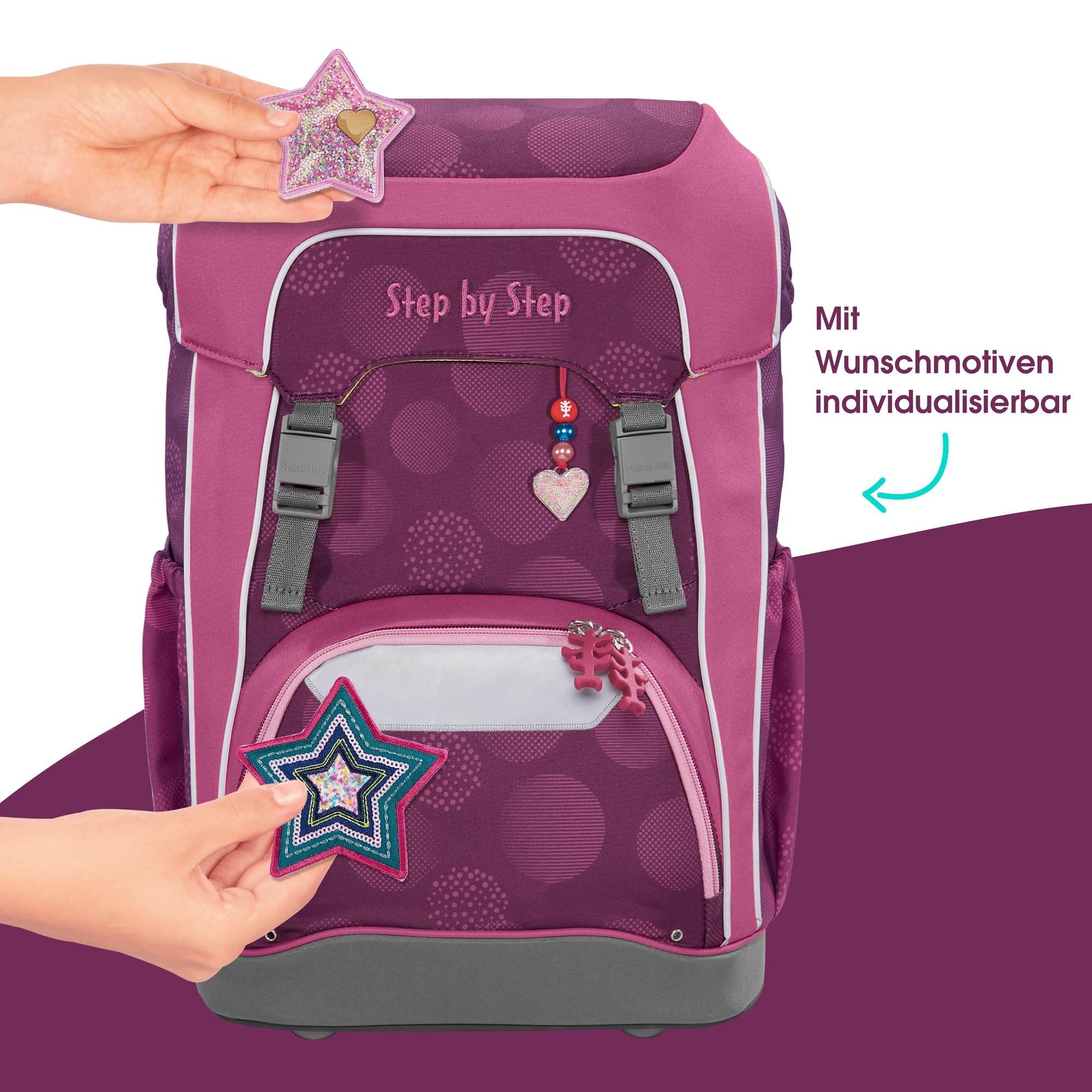Step by Step Giant Schulranzen-Set, 5-teilig, ergonomischer Tornister mit Reflektoren, höhenverstellbar mit Hüft- und Brustgurt, ab der 1. Klasse, 23 Liter