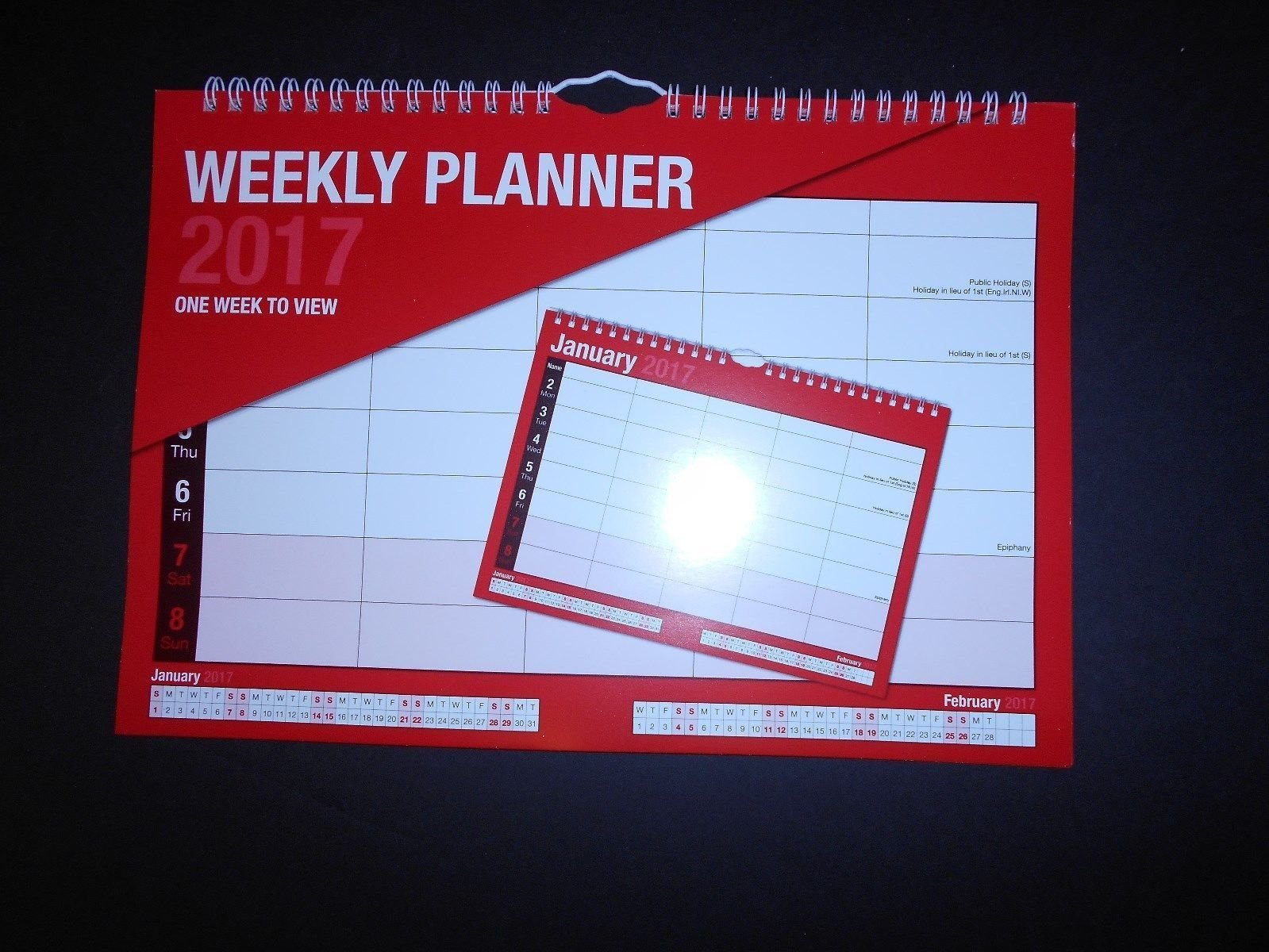 Weekly Planner 2026 5 Column Week to View Wall Hanging Calendar Spiral Organiser
