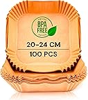 edihome, Papel Freidora Aire, Air Fryer, 100 Unidades, 20-24 cm, BPA Free, Desechable, para Horno, Accesorios para Freidora sin Aceite de 5 a 8 litros (20-24 cm, Cuadrado)