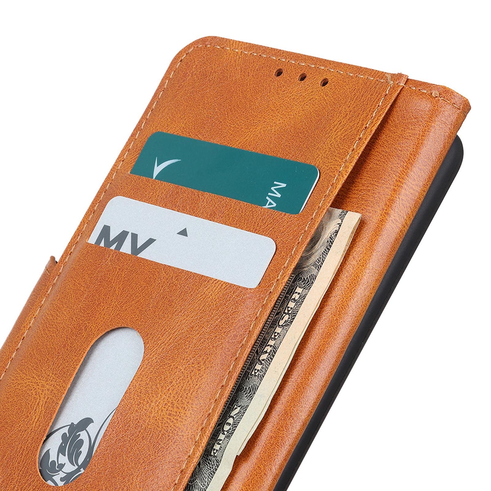 Etui portfelowe na telefon komórkowy Samsung Galaxy S22/S22+/S22 Ultra, ochronne skórzane etui z klapką ze skóry premium, magnetyczne etui folio składane dla mężczyzn i kobiet, brązowe, S22+ 6,6"