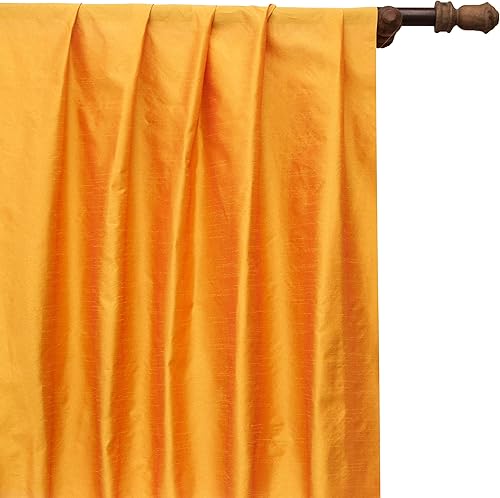 Miniatura 5 de Tela de seda de imitación naranja azafrán por el patio, 42 pulgadas o 42.1 in de ancho, 3 yardas continuas tela de seda naranja, seda sintética