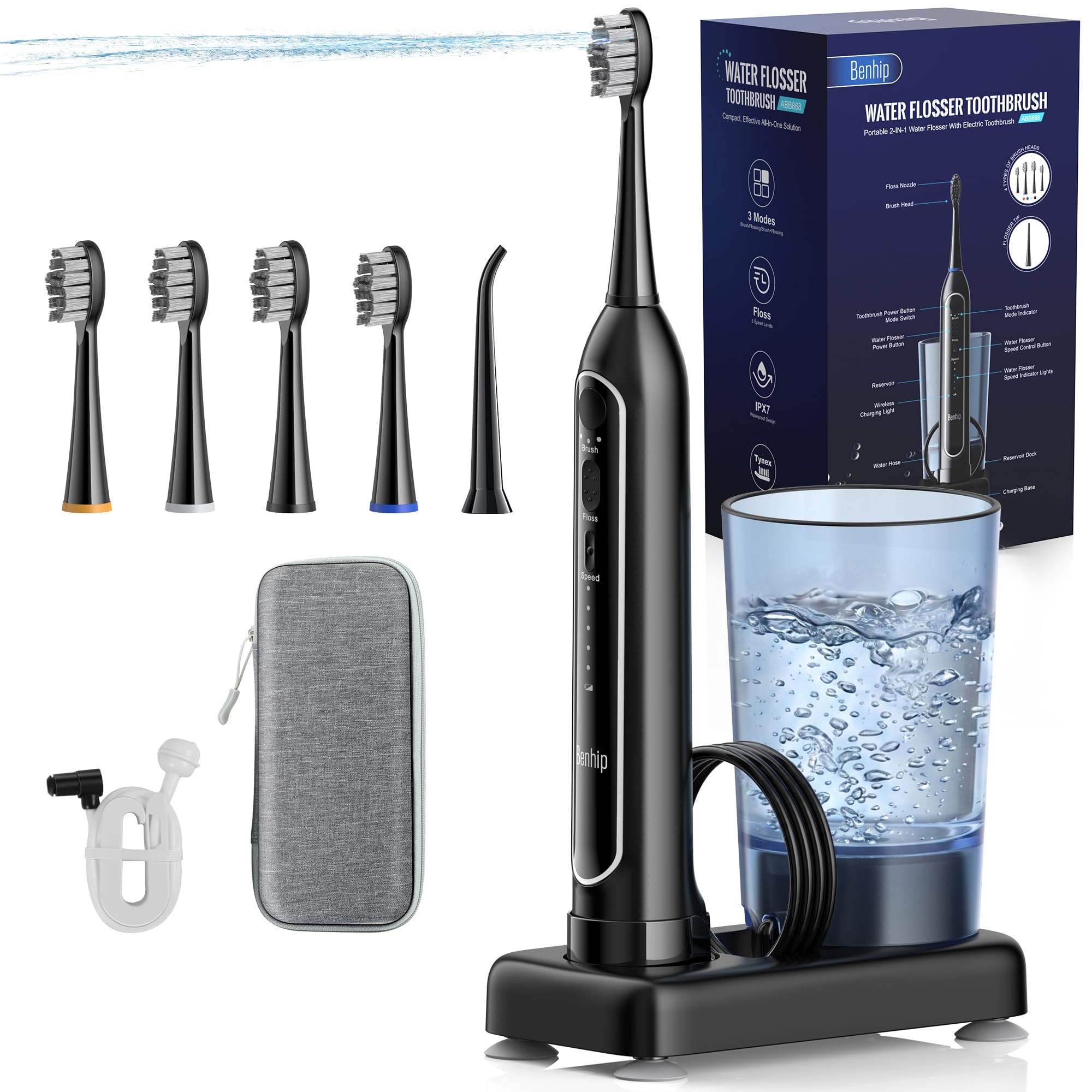 2-in-1 Electric Toothbrush with Water Flosser Combo for Adult