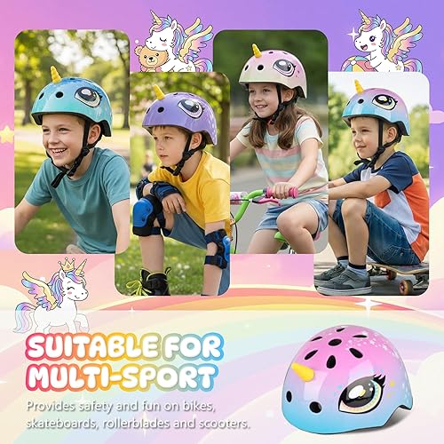 Miniatura 57 de Casco de bicicleta para niños pequeños, ajustable y multideportivo para niños y niñas, 2 tamaños