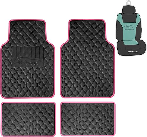 FH Group Alfombrillas universales para automóvil, ajuste multiusos, de lujo, de piel sintética, combo de fundas de asiento de automóvil pequeñas,