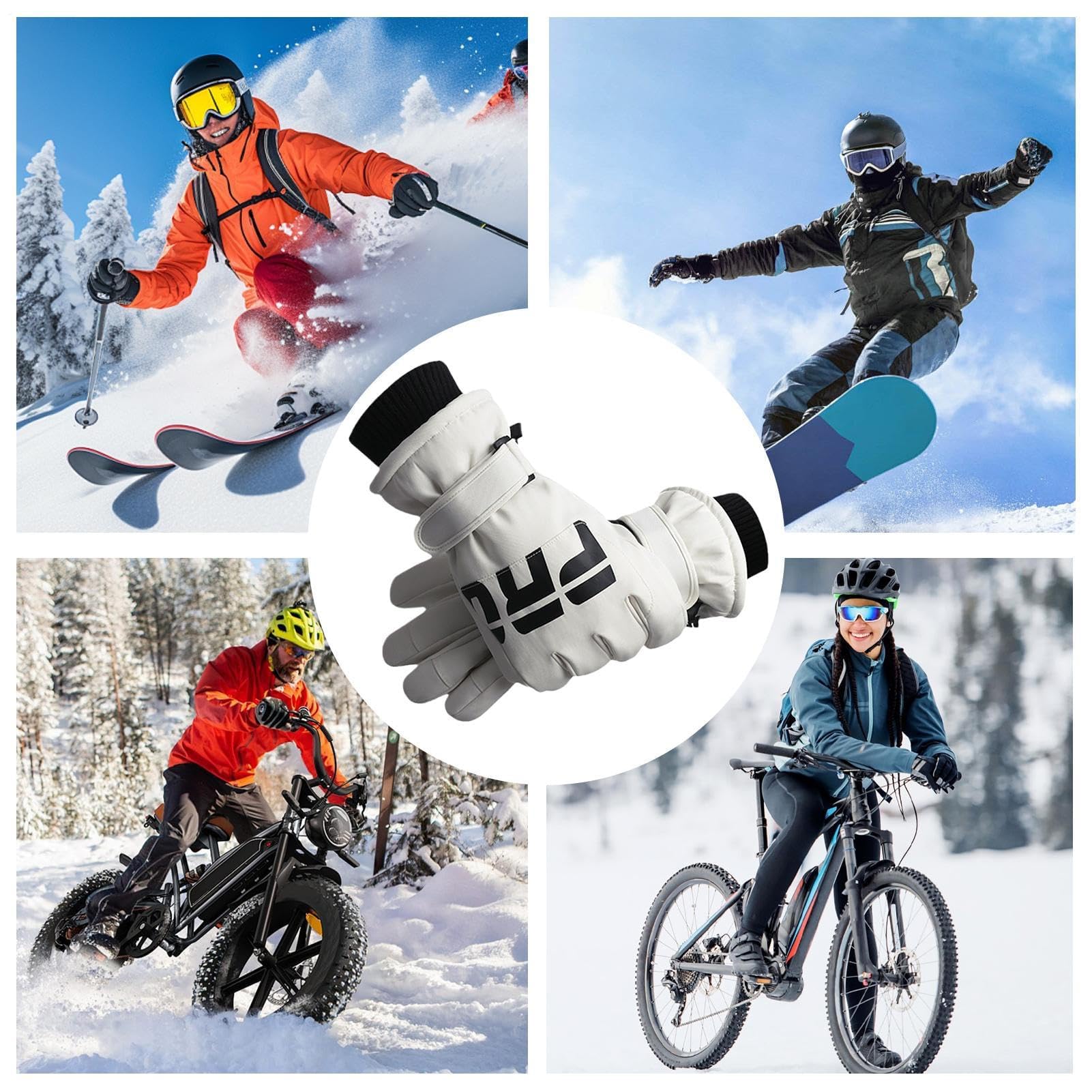 ZH1YFD Rękawiczki śniegowe Rękawiczki snowboardowe - ekran dotykowy Antypoślizgowe rękawiczki dla mężczyzn Kobiety Dla rodziców Jazda na rowerze Sport Narciarstwo na świeżym powietrzu