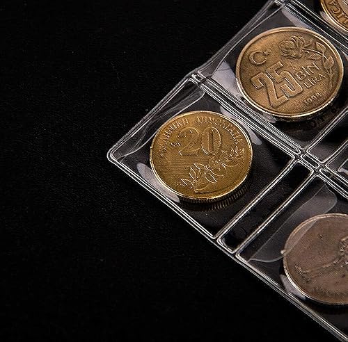 Miniatura 4 de Soporte para libros de colección de monedas, álbum de monedas 2 en 1 con 200 bolsillos para monedas y 30 bolsillos de papel para almacenamiento de