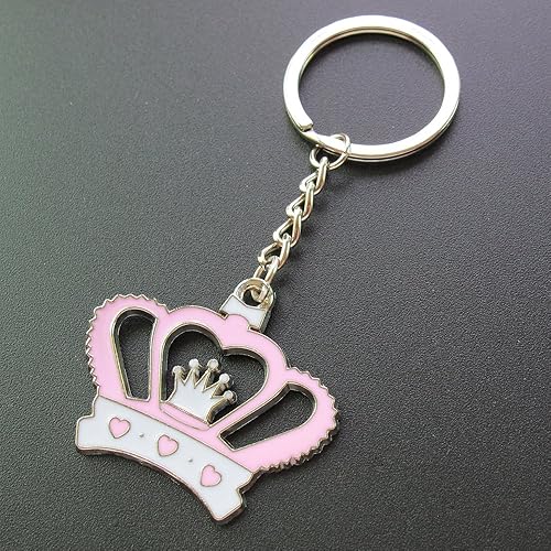 Miniatura 2 de 12 llaveros de corona rosa para baby shower, regalo de cumpleaños para invitados, corona, llavero, decoración de mesa, caja de regalo rosa, Rosado