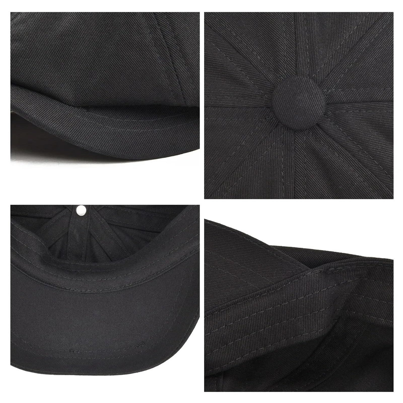 Gorra de Repartidor de Periódicos Gorra Newsboy de Sarga algodón for Hombre, Sombrero Ocho Paneles, Gorras Panadero for Mujer, Sombreros Grandes Retro, Boina Negra for