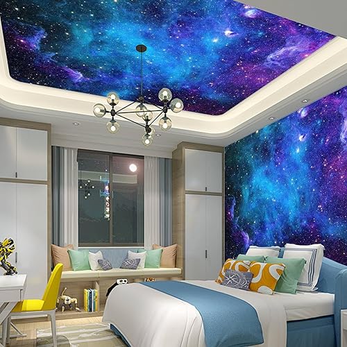 Miniatura 10 de Tapiz de galaxia con luz negra para dormitorio, espacio estético, cielo estrellado, estrellas, universo, telón de fondo, póster de luz negra,