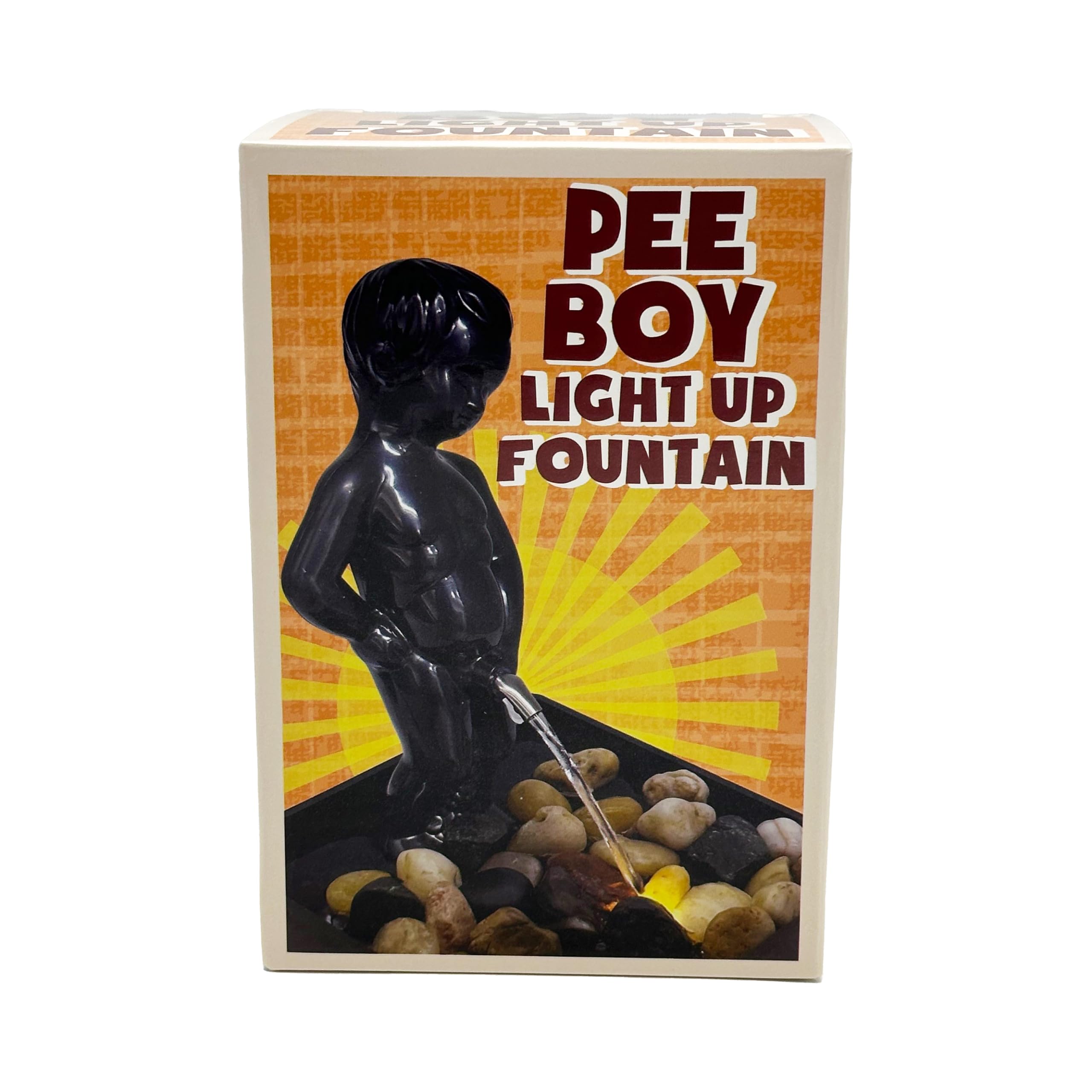 Island Dogs Peeing Boy LED Fountain – Novelty Desk Accessory with Decorative Stones – Fun, Quirky Home and Office Decor – Perfect for Fans of Unique Gifts, Light-Up Fountain for Indoor Use