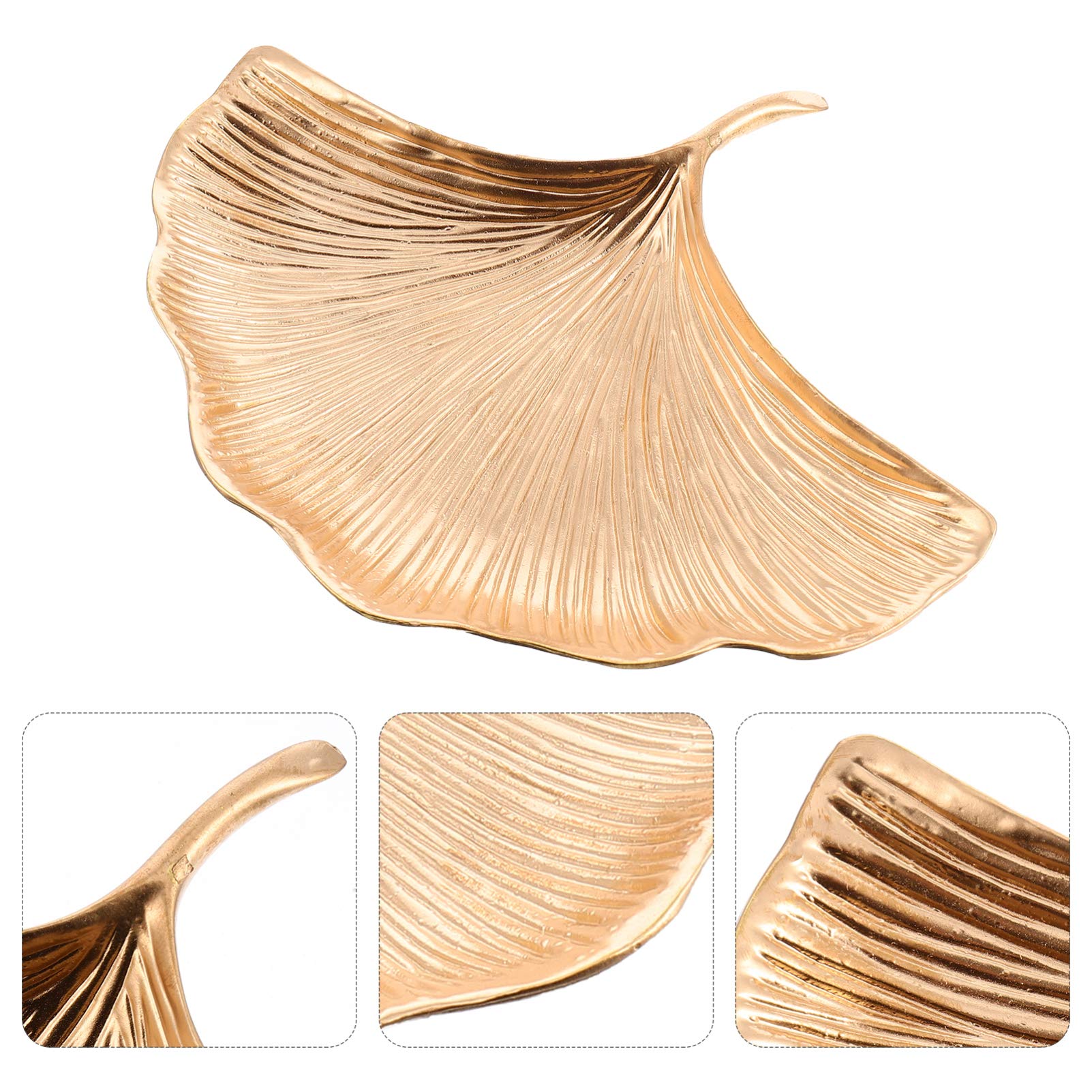 Vassoio per Gioielli Foglia di Ginkgo Portatile in Lega Oro