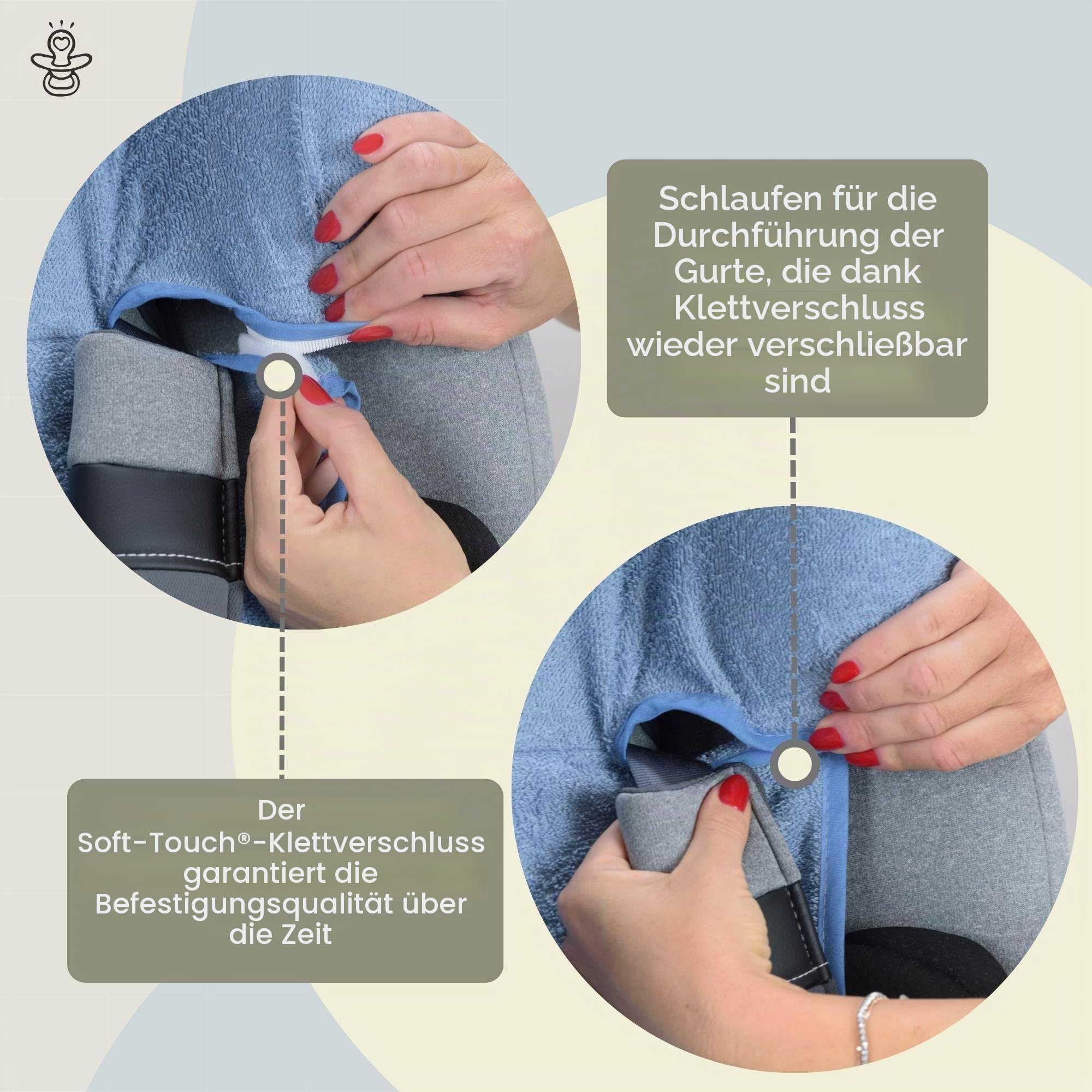 Kindersitzbezug Gruppe 1/2/3 (9–36 kg) aus 100 % Baumwoll-Doppel-Frottee – Oeko-Tex Standard 100 Atmungsaktiv & Schweißabsorbierend Ohne Polsterung Made in Italy (Grau)