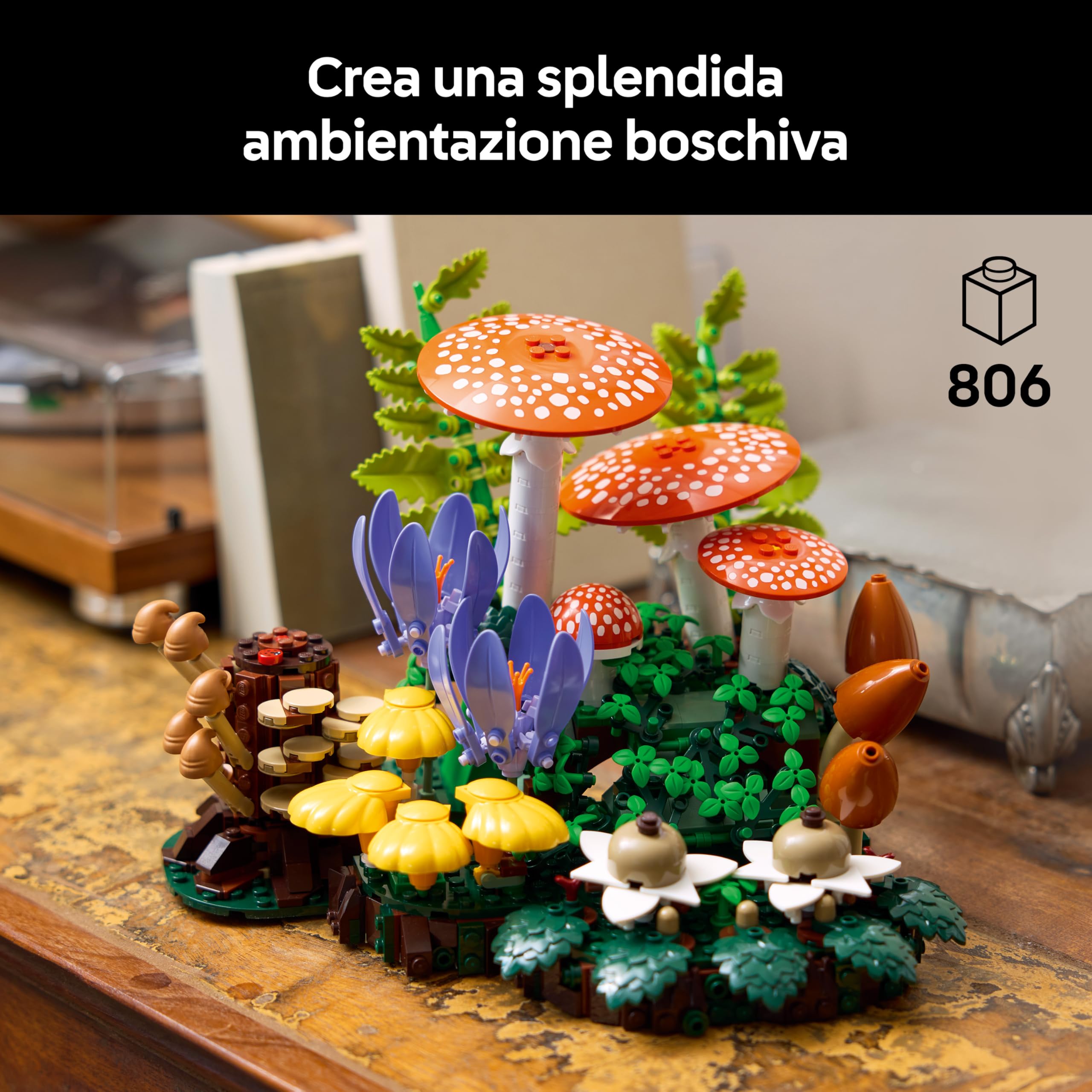 LEGO Botanicals Funghi del Bosco - Set di Piante Artificiali per Adulti con un Fungo Velenoso e Fiori Finti - Decorazione per la Camera da Letto o per il Soggiorno - Idea Regalo Fai da Te - 11505