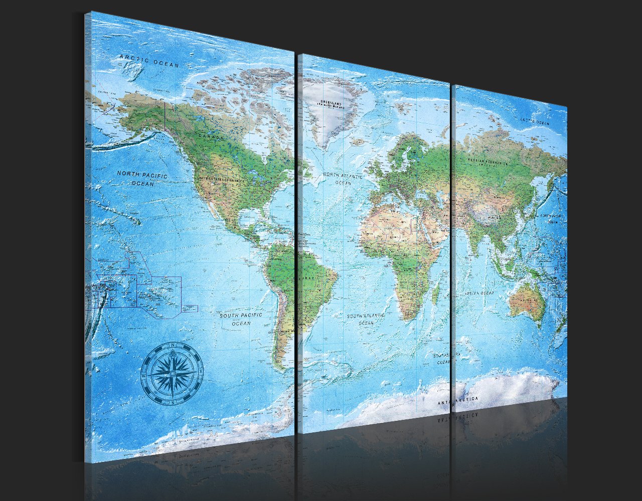 B&D XXL - Pinnwand Lernkarte Reise Landkarte, 135x90 cm, Geschenkidee, Büro