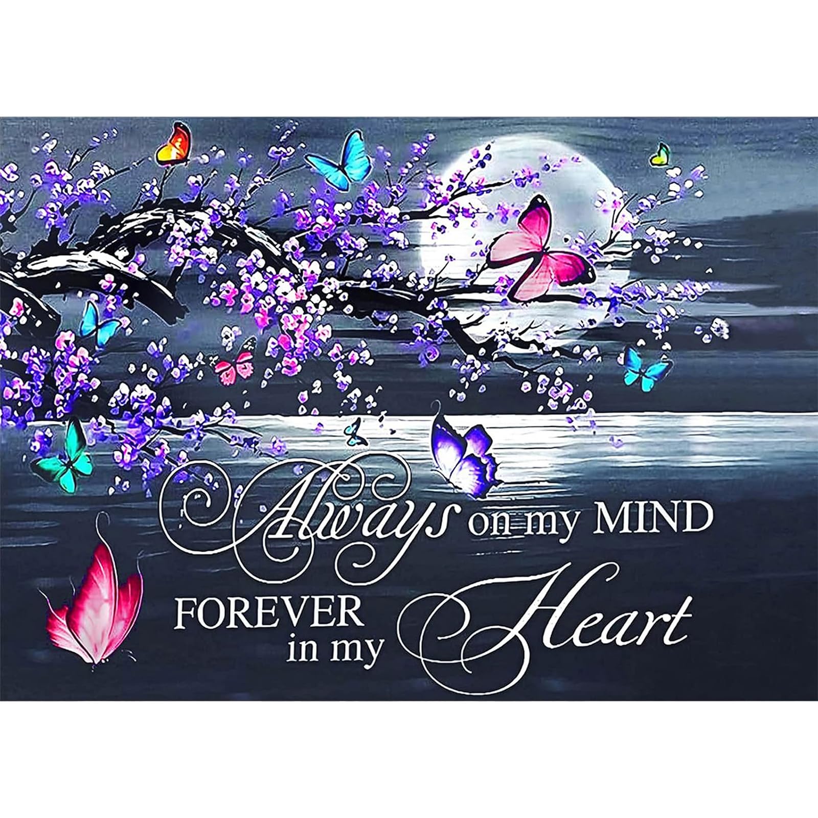 MEIYUDAPositive 5D Diamond Art Painting Kits Adults Moon Butterfly, DIY Round Full Drill Diamond Painting Art Kit for Adults Kids Beginners Inspirational, Crystal Gem Art for Home Wall Decor 40x30cm