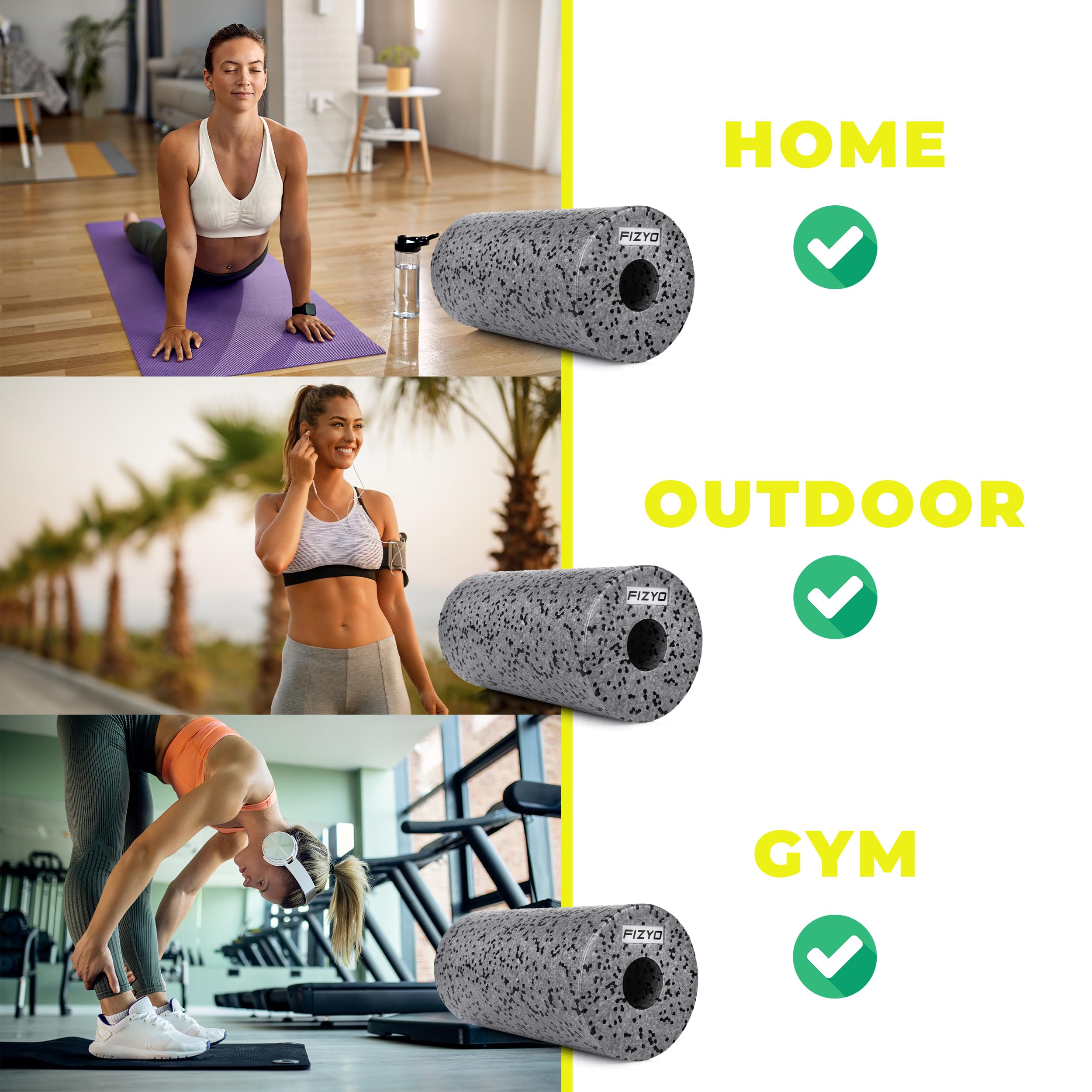 Fizyo Rouleau De Fascia EPP 30x15 Cm – Moyennement Dur, Pour Yoga, Rééducation, Automassage Du Dos Et Des Jambes