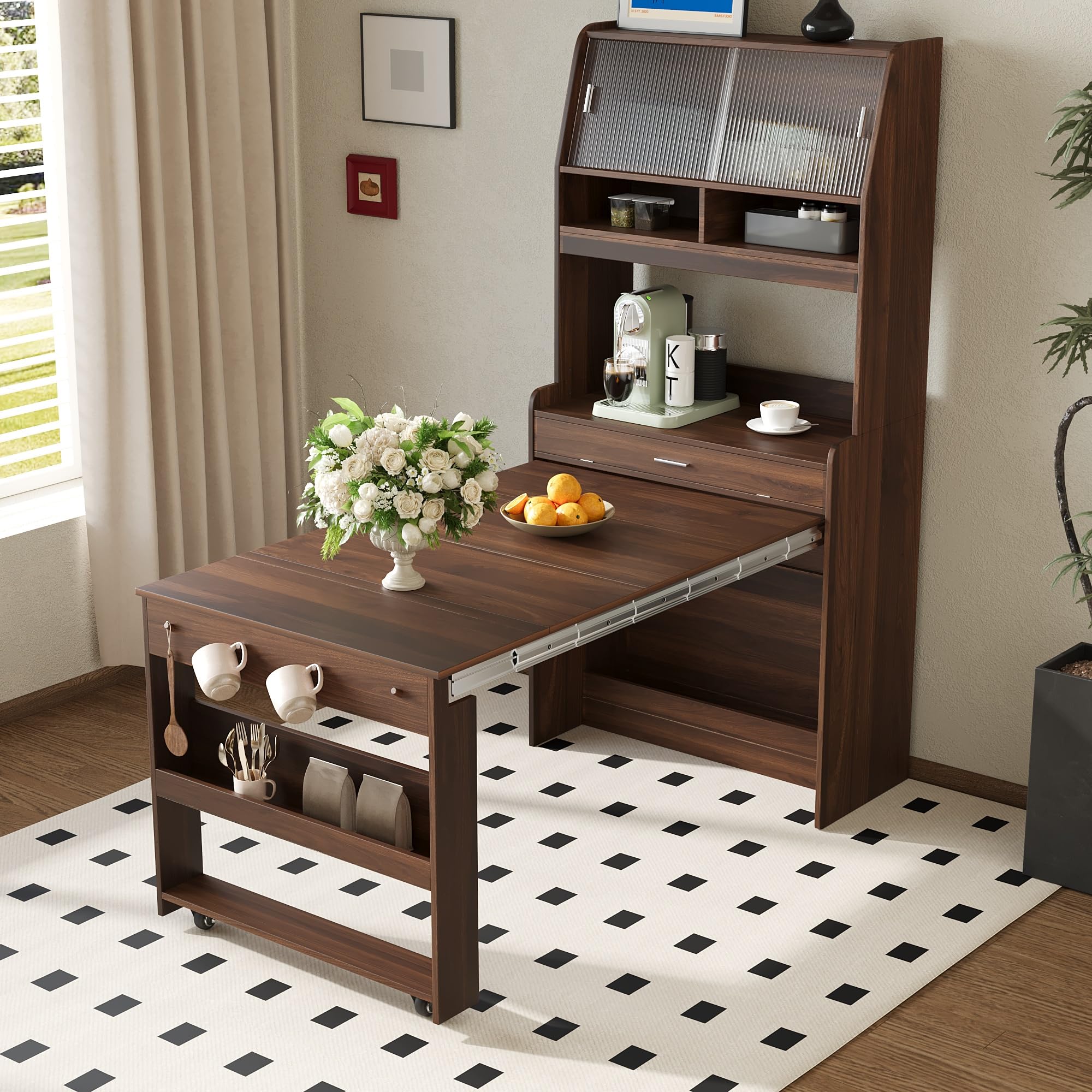 Amazon.com - Compact Buffet with Hutch and Foldable Dining Table