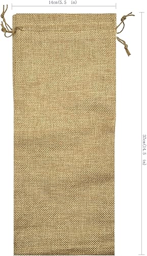 Miniatura 6 de Ankirol 10 bolsas de vino con cordón, bolsas de arpillera para botellas, embalaje de regalo, 6 x 14 pulgadas, bolsas reutilizables para vestidos