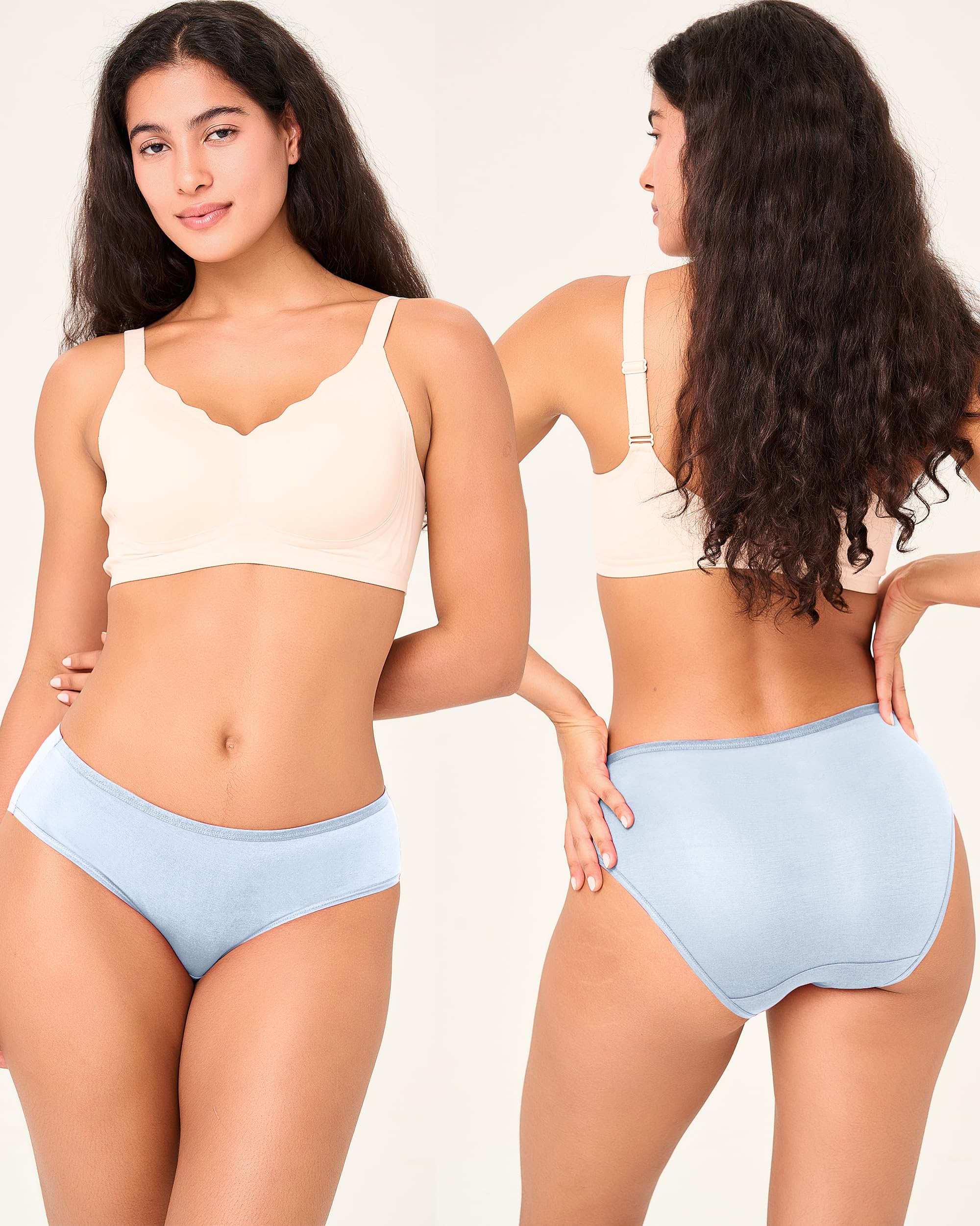 BAMBOO COOL Ropa interior para mujer, transpirable, absorbe la humedad, bragas hipster para mujer, paquete de 5