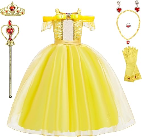 Disfraces de princesa, fiesta de cumpleaños, disfraz de Halloween, disfraz de cosplay para niñas pequeñas de 3 a 10 años