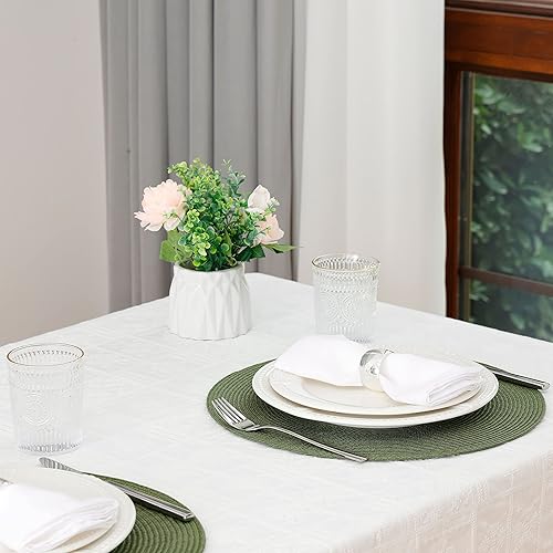 Miniatura 79 de HODJOY Mantel individual redondo tejido para interiores y exteriores, 15 pulgadas, juego de 6 unidades (aguamarina) Aqua,Negro,Verde lima,Azul