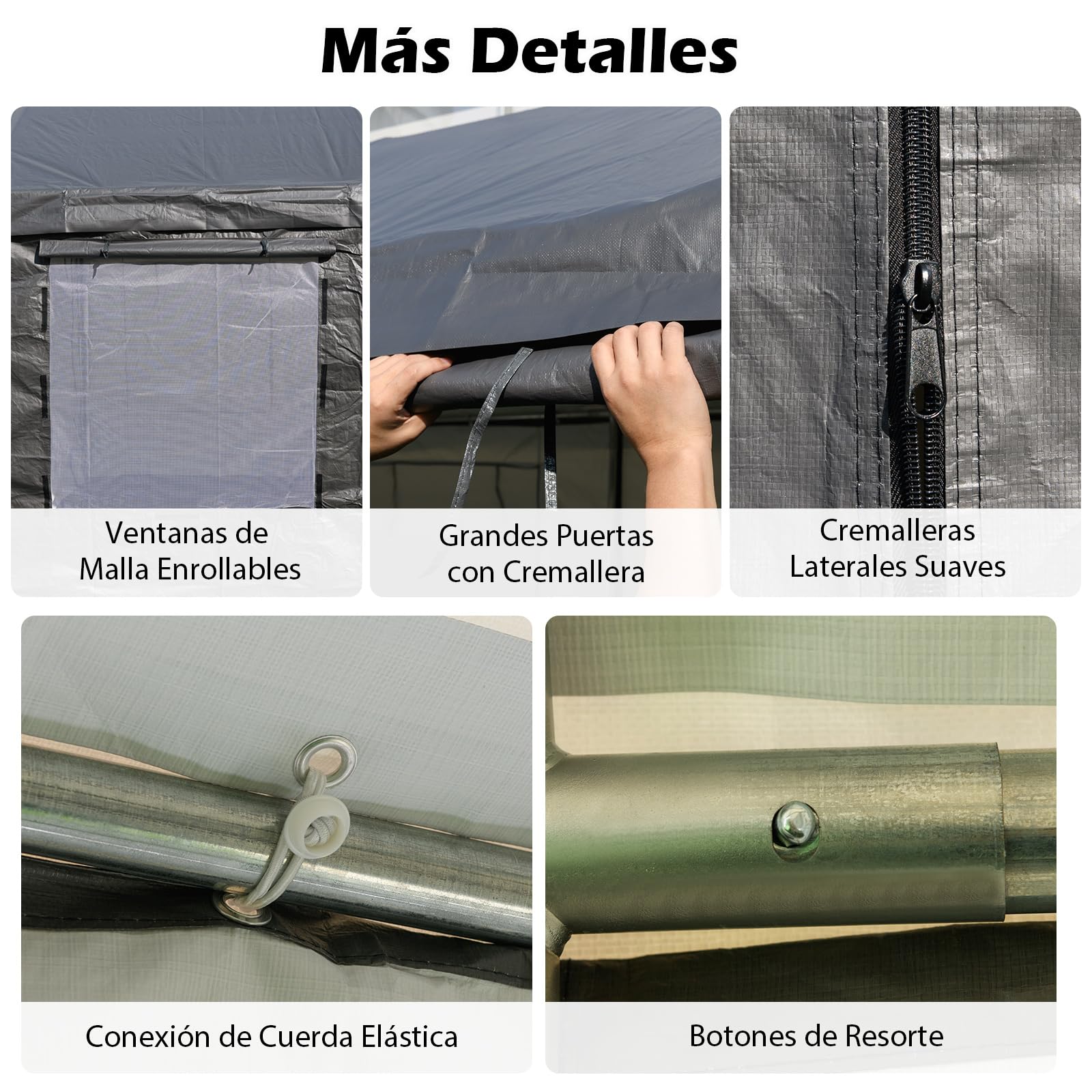 COSTWAY Garaje Exterior para Coche 5,95 X 3 m, 8 Paredes Laterales Desmontables, Puertas Enrollables, Ventanas Ventiladas, Carpa para Garaje para SUV Camión