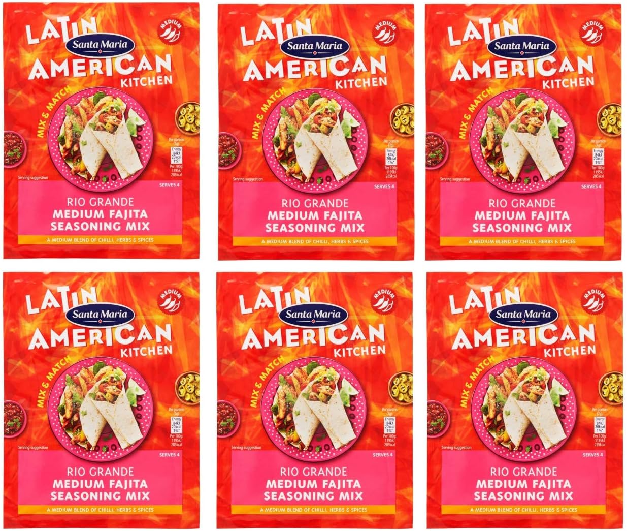 Santa Maria Mexican Fajita Seasoning Mix - Medium (28g) - Pack of 6