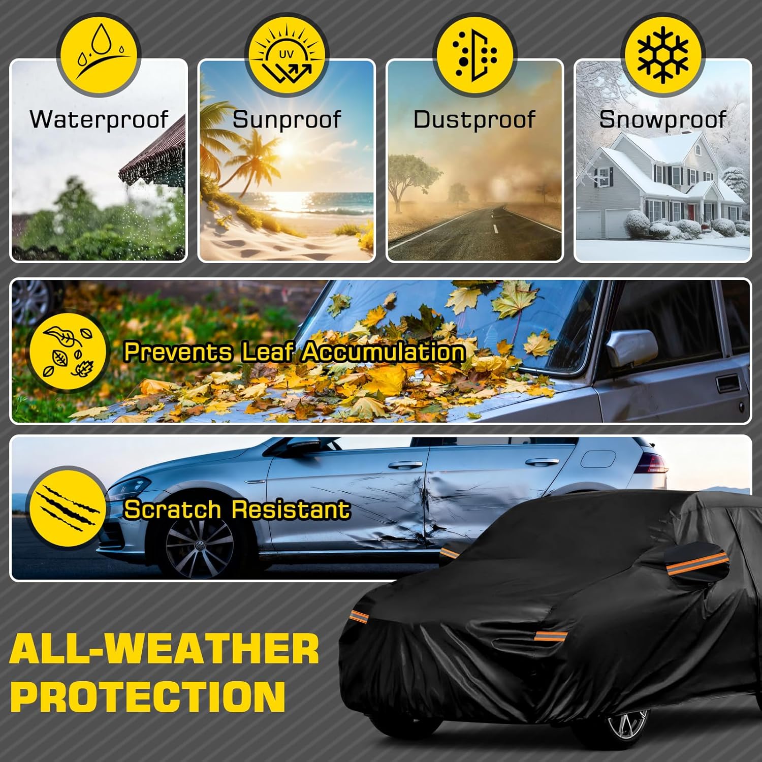 for Kia Soul Car Cover 2009-2025, All Weather Car Cover Custom fit for Kia, Full Exterior Cover for Snow Rain Dust Hail Leaves Bird droppings Protection