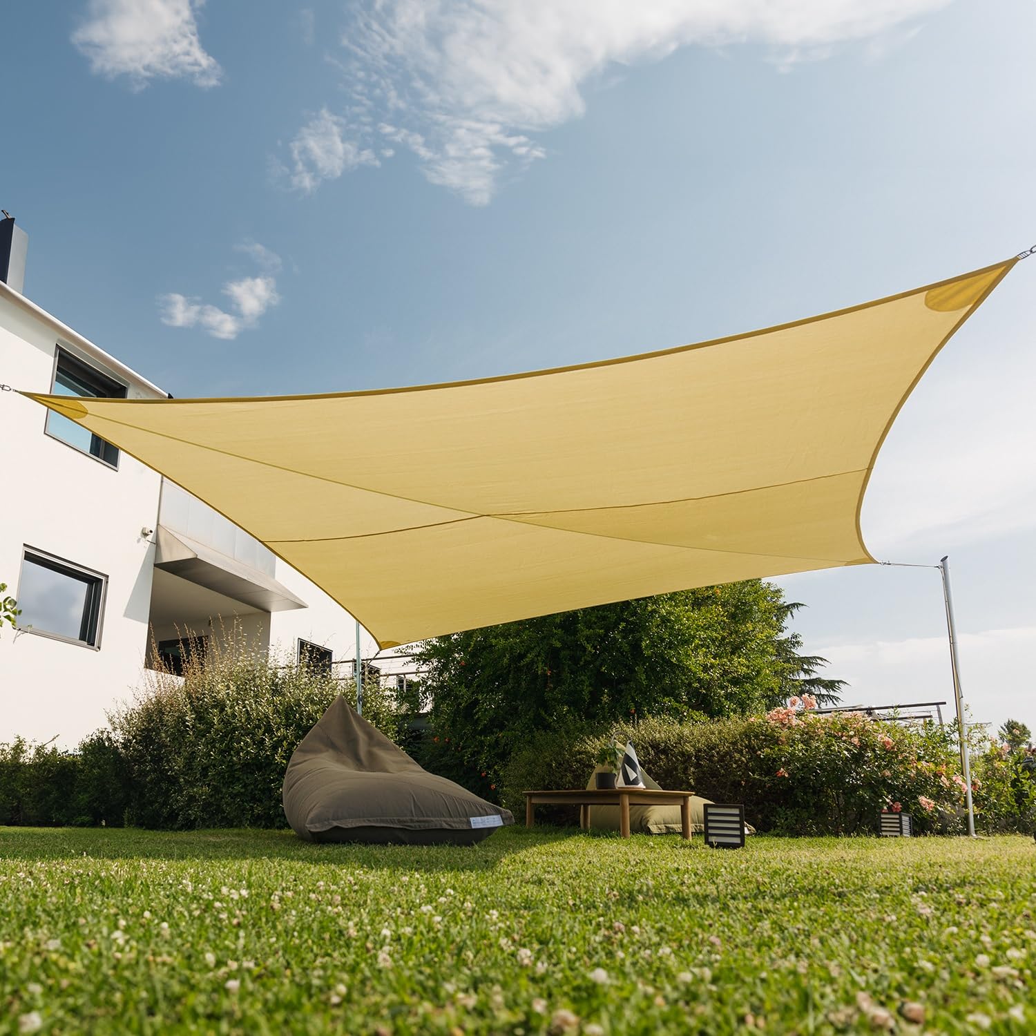 EZ Breez Voile d'ombrage Respirant, Ivoire, rectangulaire, 3x4 m, Protection UV, Voile pour Jardin, Balcon, terrasse et Piscine