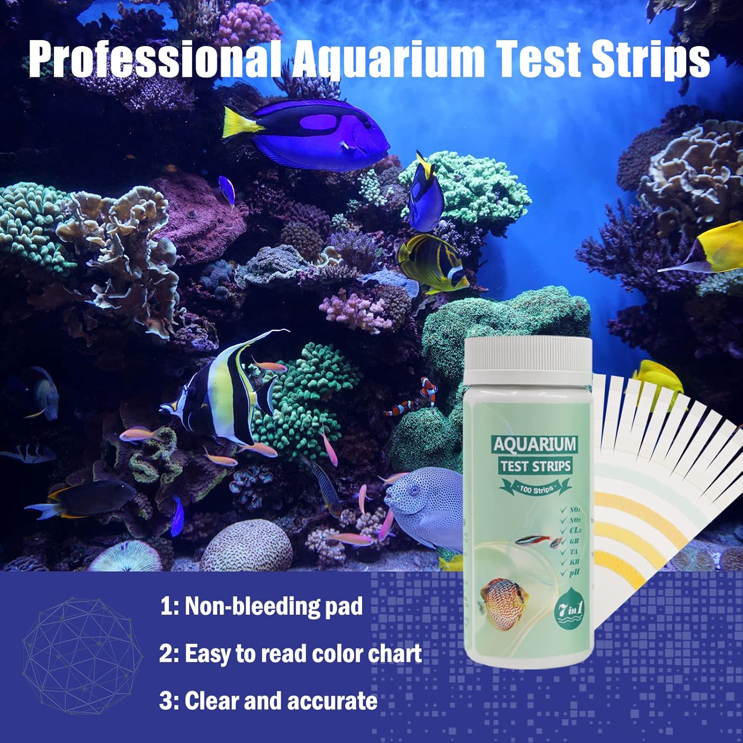 Buy 7 in 1 Aquarium Test Strips,100 Strips Fish Tank Test Kit for