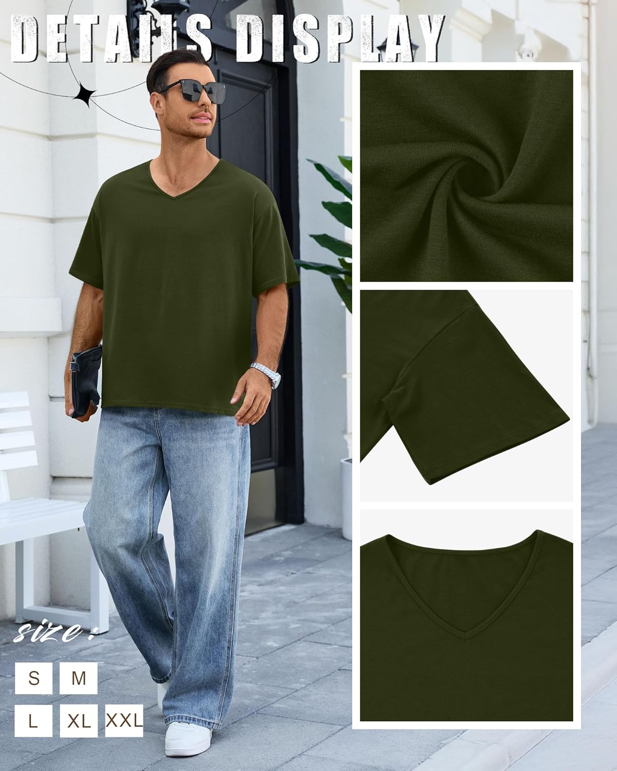 Neer 5 Pack Men's Oversized T Shirts V Neck Short Sleeve Soft Shirts Casual Basic Tee Loose Workout Solid Tops - Image 6