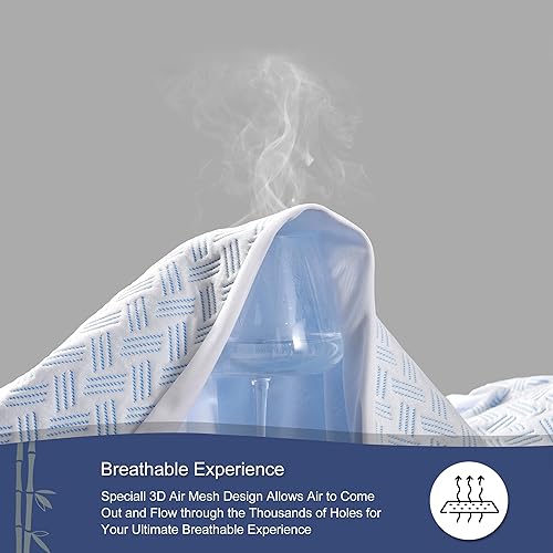 Miniatura 4 de ACCURATEX Protector de colchón de bambú tamaño King, 100% impermeable, transpirable y refrescante, funda de colchón de tela de aire 3D, lavable,