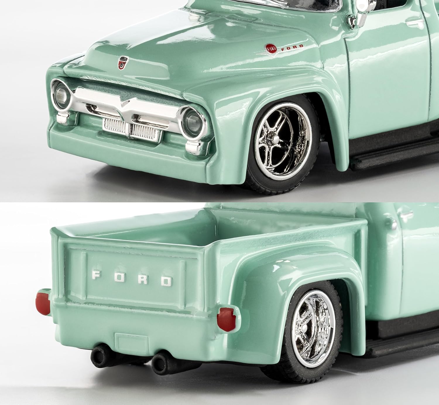 Majorette Collection – 1956 Ford F-100 1:64 Die-Cast Model Car with Rubber Tires & Display Case, for Collectors & Adults