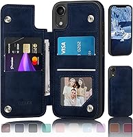 Vista 12 de DJDUCK Funda diseñada para iPhone XR con tarjetero y cierre magnético, protección de piel con bloqueo RFID, a prueba de golpes, para mujeres