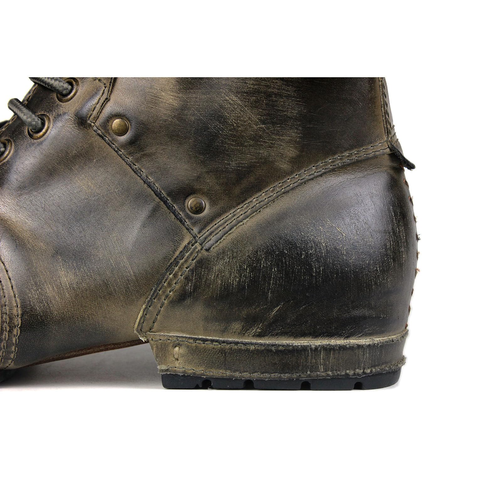 OSSTONE Botas para Moto Botines Hombre de Invierno Piel Zapatos Negras Vestir Nieve Piel Forradas Calientes Planas Combate Militares Cremallera Boots OS-6015-1-A-R