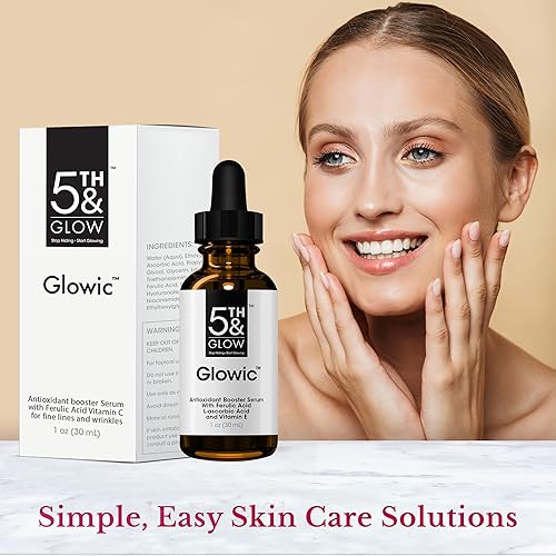Miniatura 6 de 5th & Glow Suero antioxidante Glowic para cara, mejora la tez de la piel, reduce la apariencia de líneas finas y arrugas, 1 onza