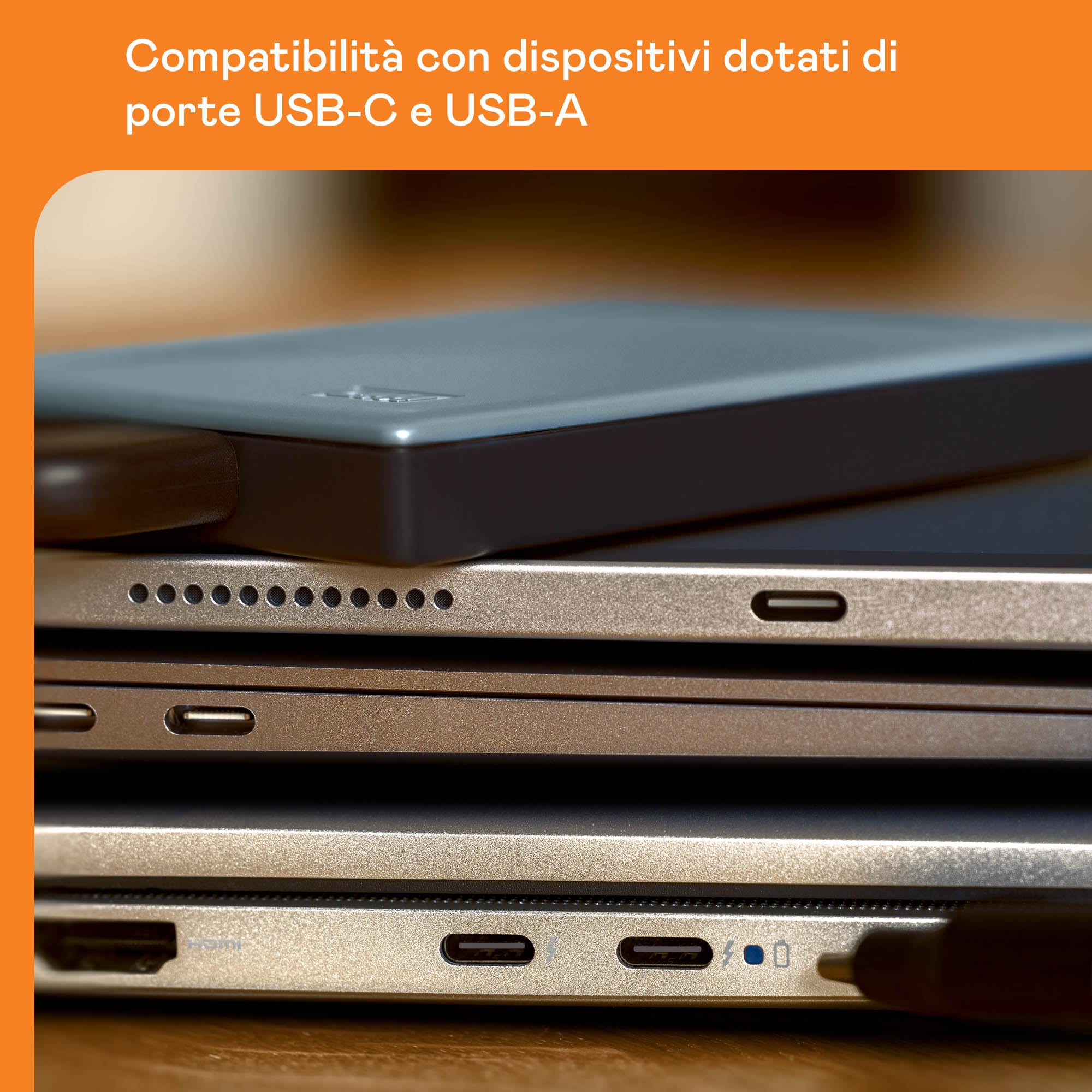 WD 5TB My Passport Compatibile con USB-C, HDD Portatile, USB 3.2 Gen 1/USB 3.0, Protezion con password, Software per la gestion e il backup, Formatto per Windows, ChromeOS and MacOS, Grigio