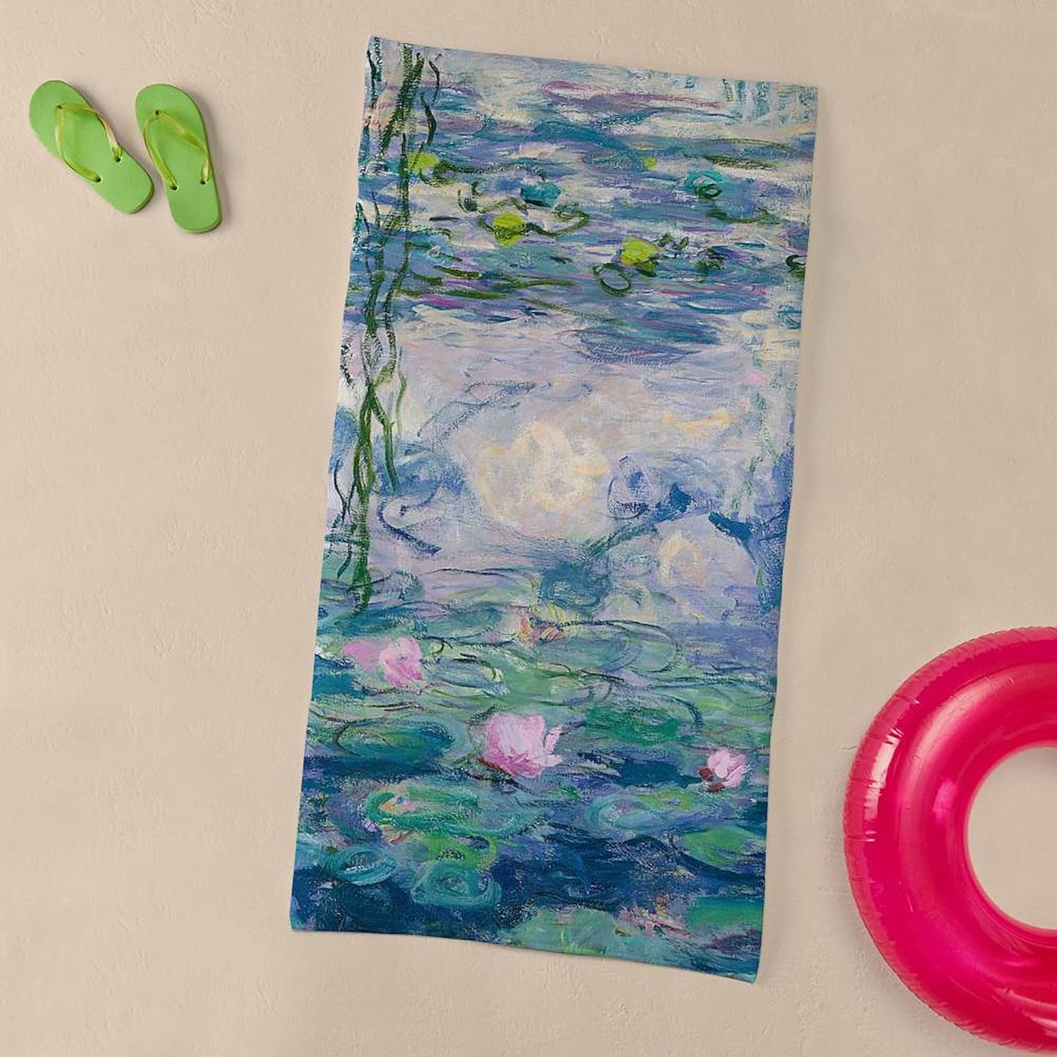 CafePress Water Lilies Claude Monet Fine Art 30"x60" Absorbent Cotton Back, Soft Beach, Pool Towel