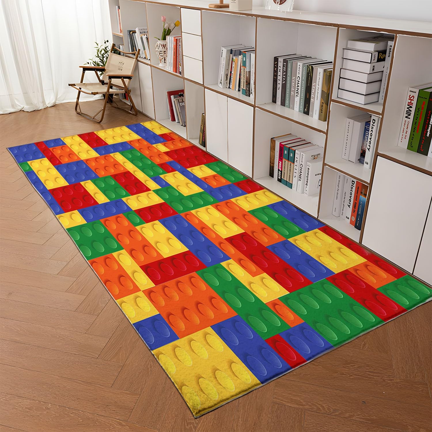 Dywany do salonu, geometryczne, kolorowe klocki do sypialni, dywan 120 x 170 cm, dywanik do salonu, antypoślizgowy dywan, dywan z nadrukiem 3D, nie gubi włosia, łatwy do czyszczenia
