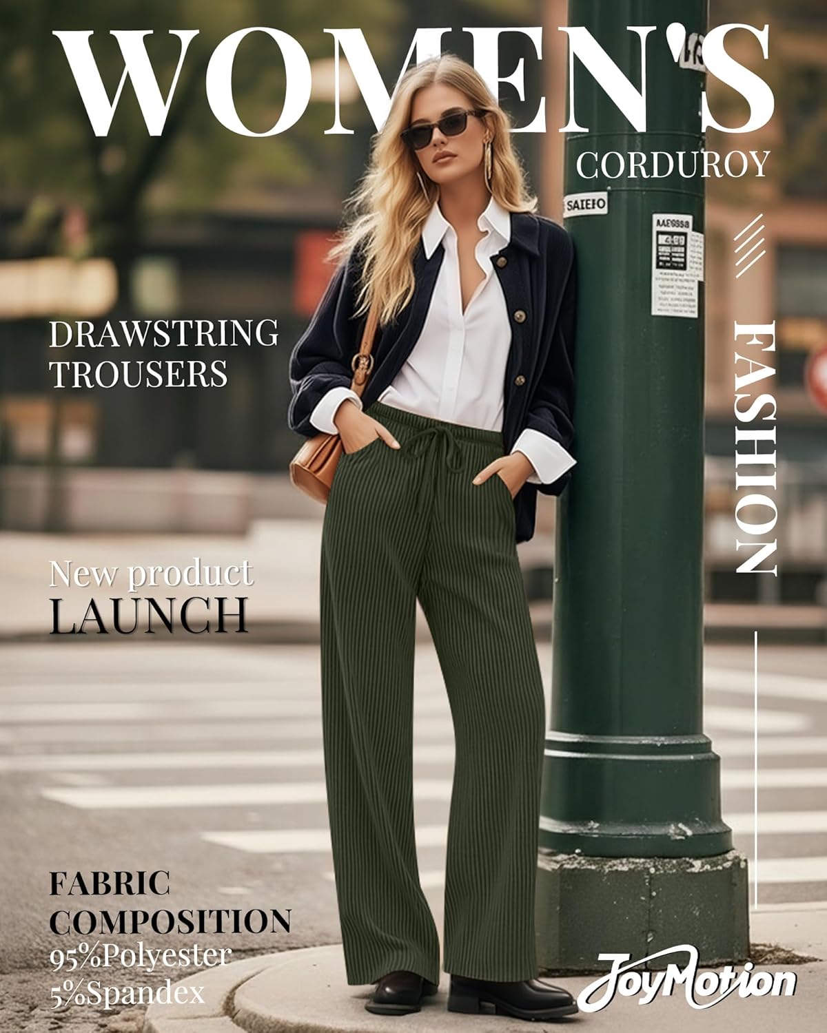 3 Pack Women Corduroy Drawstring Pants with Pockets High Straight Leg Elastic Waistband Casual Fall/Winter Trousers - Image 2