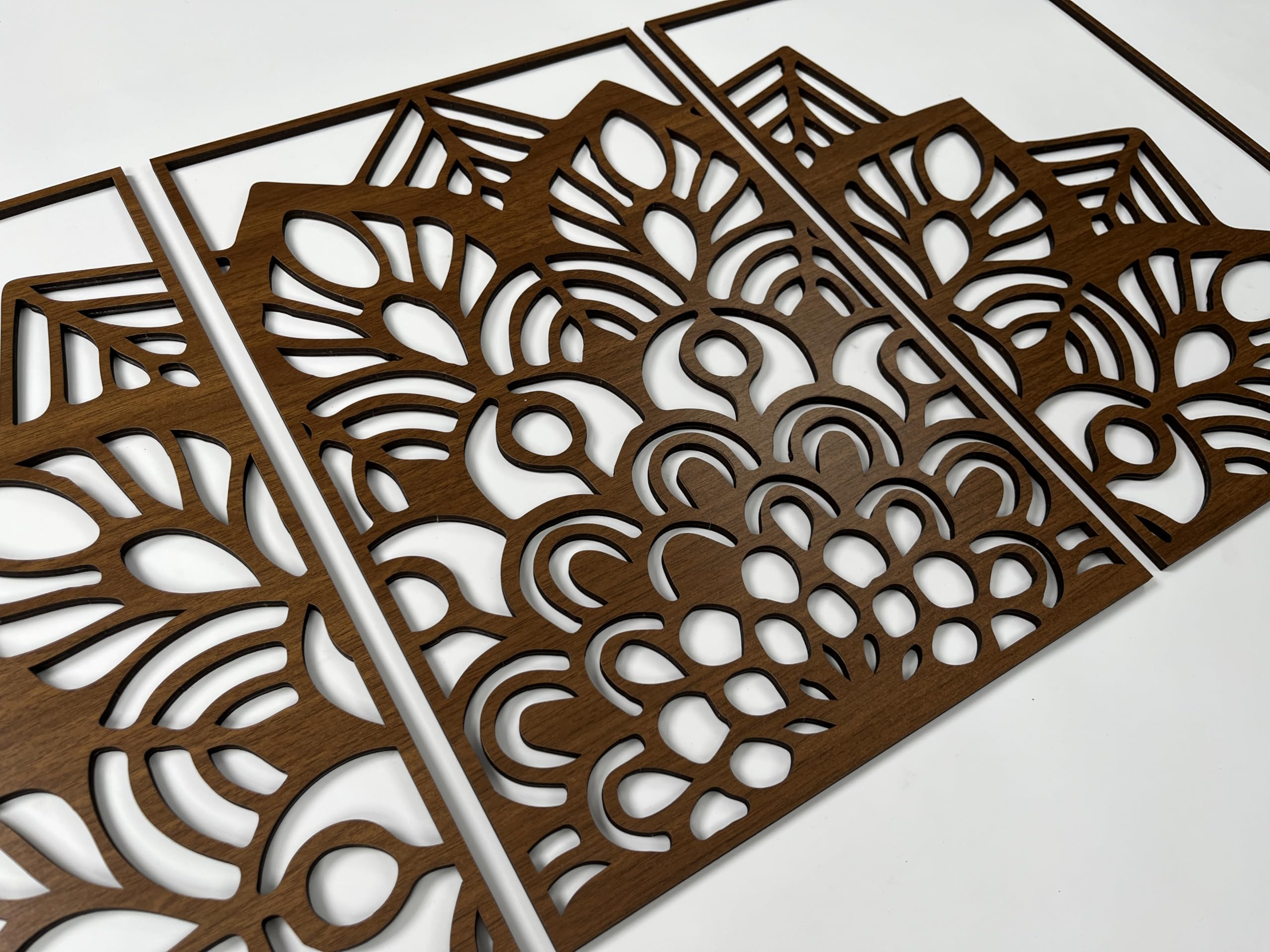 Sacred Lotus Mandala Holz Wandkunst Triptychon Moderne Zen Innen Holz Wanddekoration Boho Floral Geometrie Paneele Home Akzente Geschenk für Wohnzimmer und Schlafzimmer