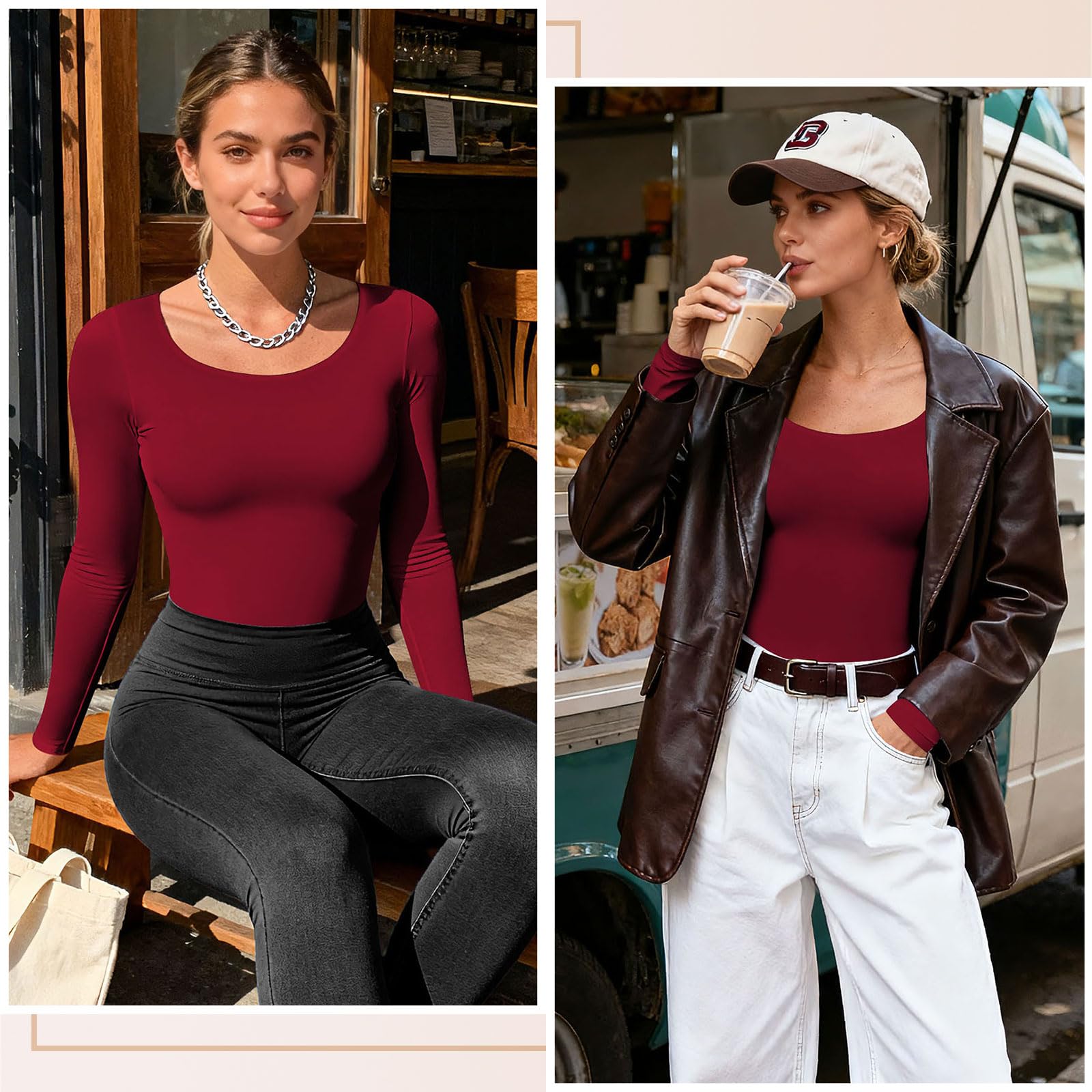Joyshaper Donna Body a Collo Alto Maniche Lunghe Bodysuit Casual Elegante Bluse Camicie Maglietta Intima
