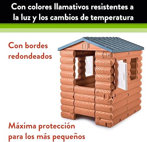 Miniatura 2 de FEBER - Camping Cottage, Playhouse, una casa de juguetes inspirada en la naturaleza y la apariencia de madera, con ventanas y puertas con bisagras,