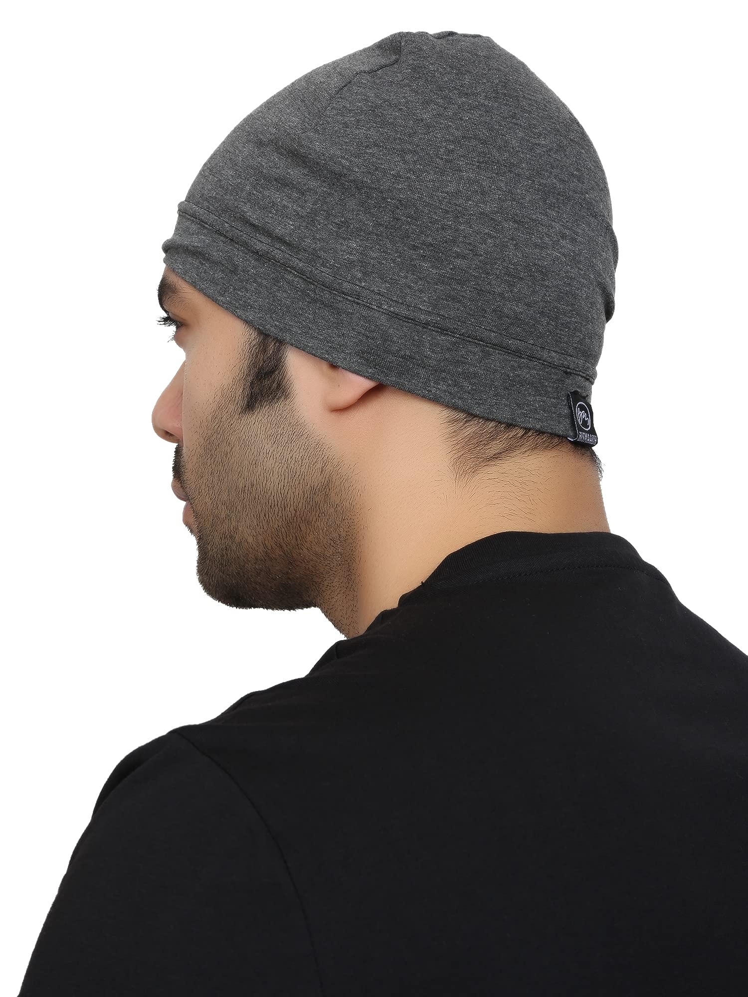 BISMAADH Soft Cotton Sweat Wicking Unisex Helmet Liner Skull Cap for Running, Cycling & Sun Protection Free Size (Storm Dark Grey)