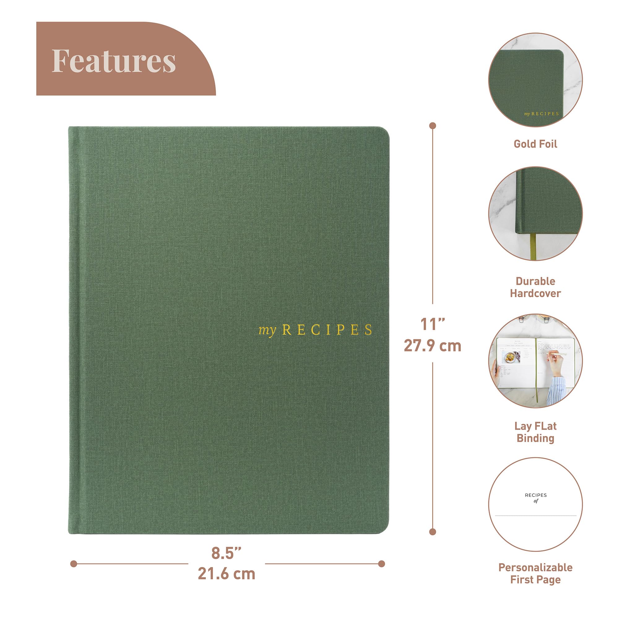 Rileys & Co. Green Blank Recipe Books to Write In, 21.5 x 28 cm - Image 2